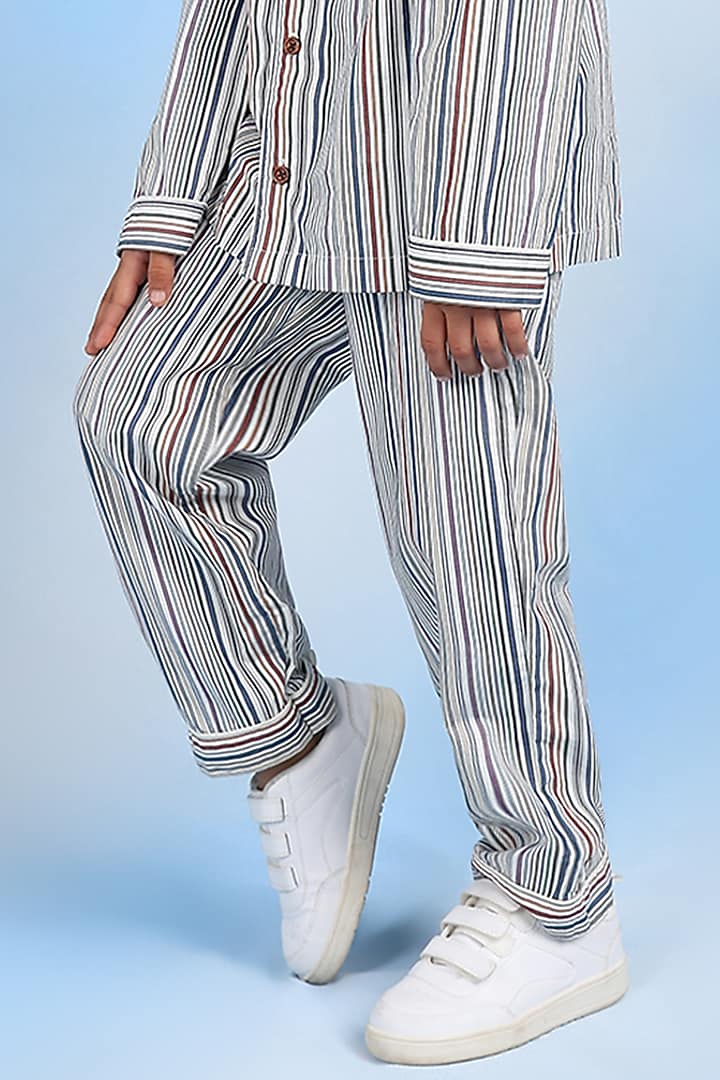 Multi-Colored Cotton Striped Printed Night Suit For Boys by Tribe Kids at Pernia's Pop Up Shop