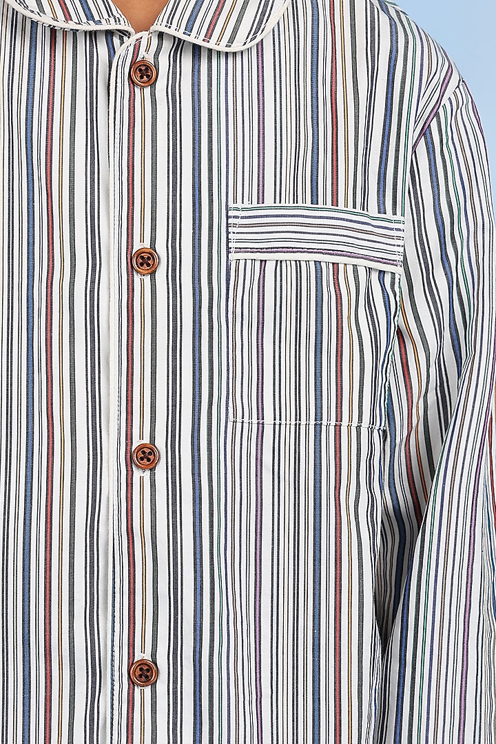Multi-Colored Cotton Striped Printed Night Suit For Boys by Tribe Kids at Pernia's Pop Up Shop