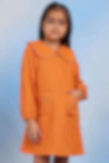 Orange Cotton A-Line Dress For Girls by Tribe Kids at Pernia's Pop Up Shop