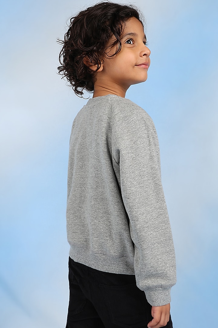 Grey Cotton Blend Sweatshirt For Boys by Tribe Kids at Pernia's Pop Up Shop