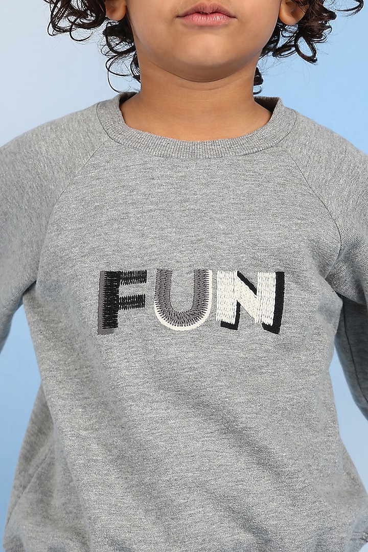 Grey Cotton Blend Sweatshirt For Boys by Tribe Kids at Pernia's Pop Up Shop