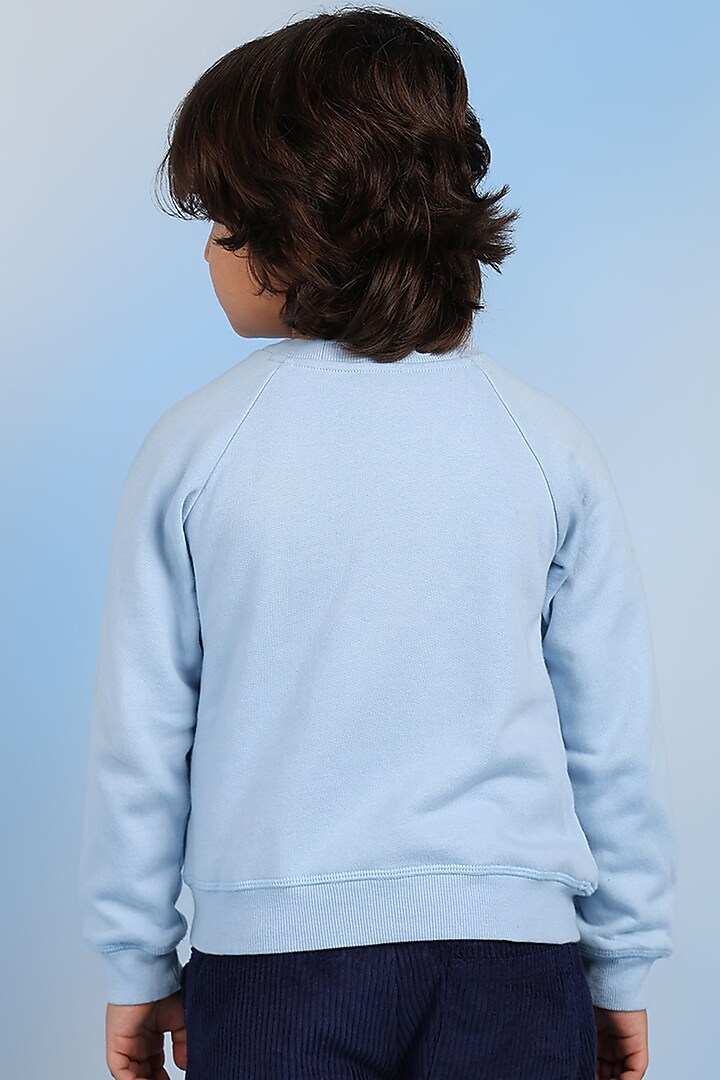 Blue Cotton Blend Sweatshirt For Boys by Tribe Kids at Pernia's Pop Up Shop