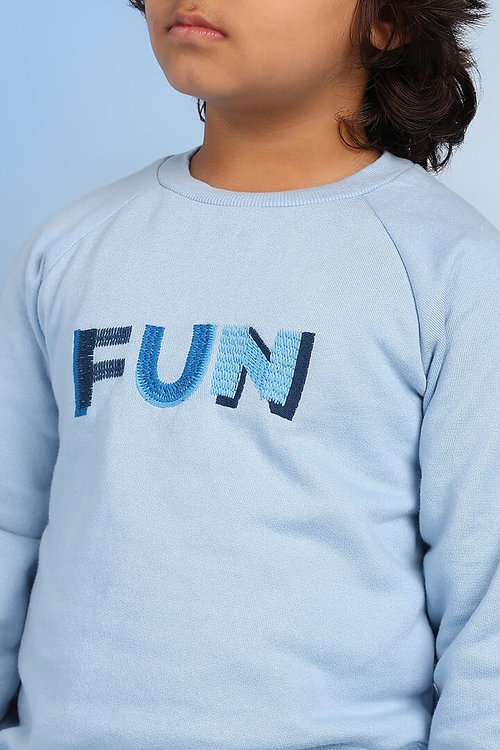 Blue Cotton Blend Sweatshirt For Boys by Tribe Kids at Pernia's Pop Up Shop