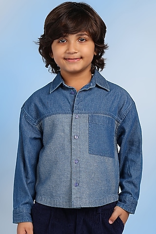 Blue Denim Shirt For Boys by Tribe Kids