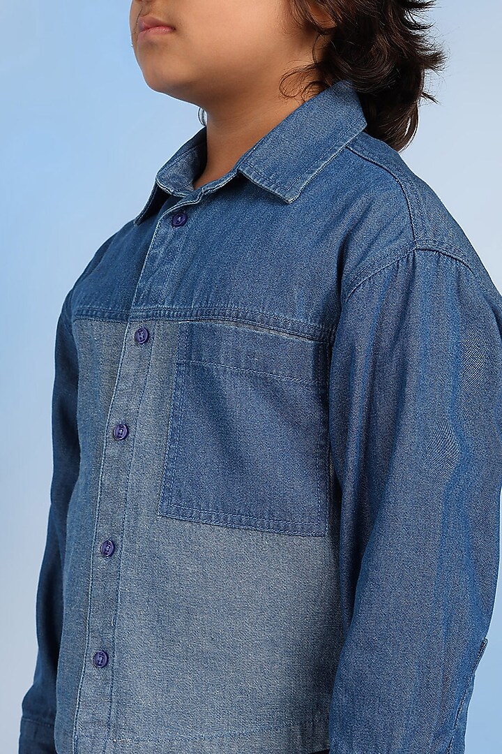 Blue Denim Shirt For Boys by Tribe Kids at Pernia's Pop Up Shop