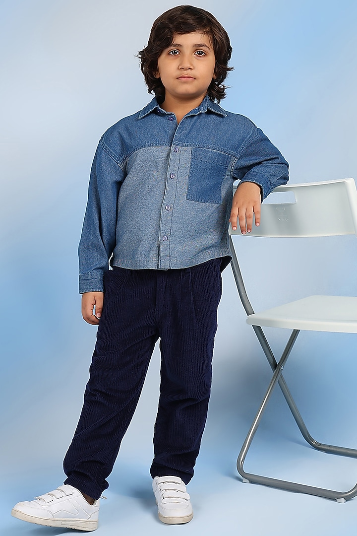 Blue Denim Shirt For Boys by Tribe Kids at Pernia's Pop Up Shop