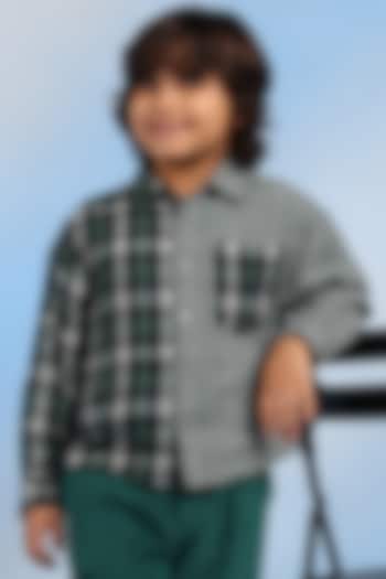 Green Cotton Shirt For Boys by Tribe Kids at Pernia's Pop Up Shop