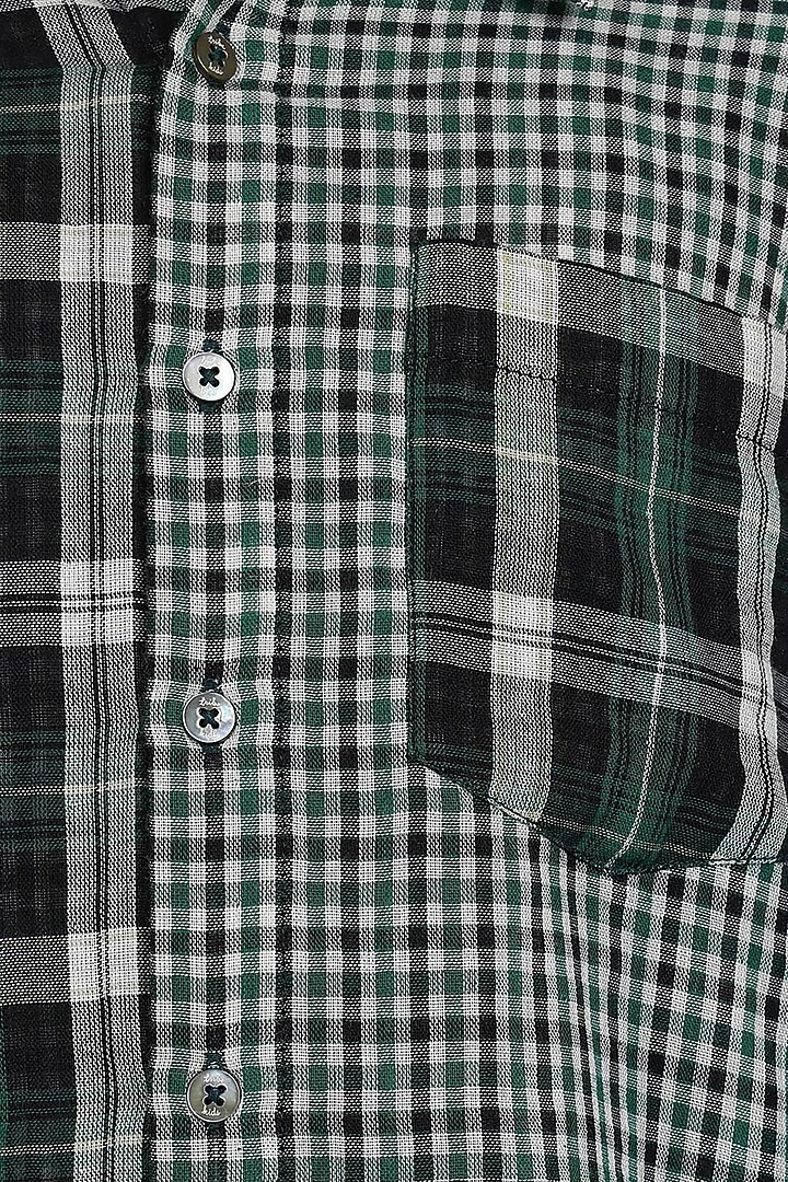 Green Cotton Shirt For Boys by Tribe Kids at Pernia's Pop Up Shop