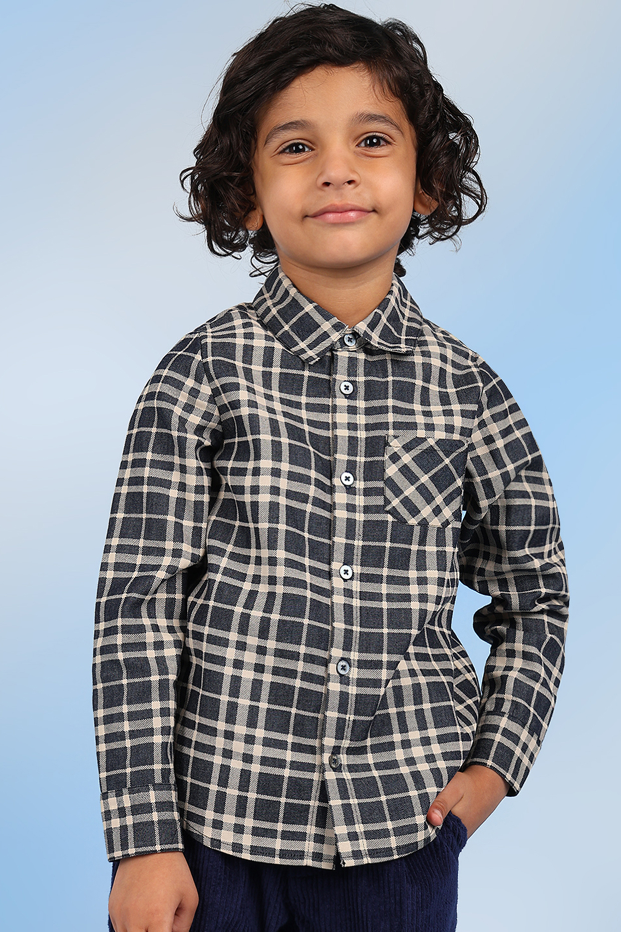 Black & White Cotton Shirt For Boys by Tribe Kids at Pernia's Pop Up Shop