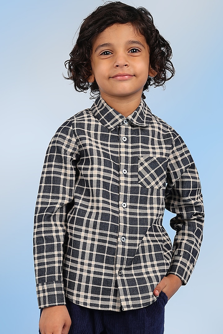 Black & White Cotton Shirt For Boys by Tribe Kids at Pernia's Pop Up Shop