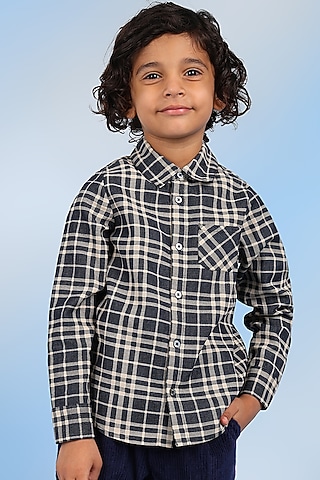 Black & White Cotton Shirt For Boys by Tribe Kids