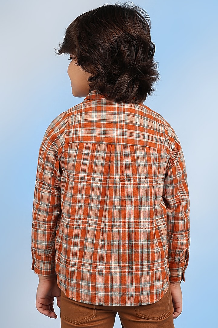Orange Cotton Shirt For Boys by Tribe Kids at Pernia's Pop Up Shop