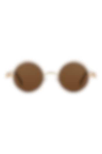 Brown Metal Sunglasses by The Tinted Story at Pernia's Pop Up Shop