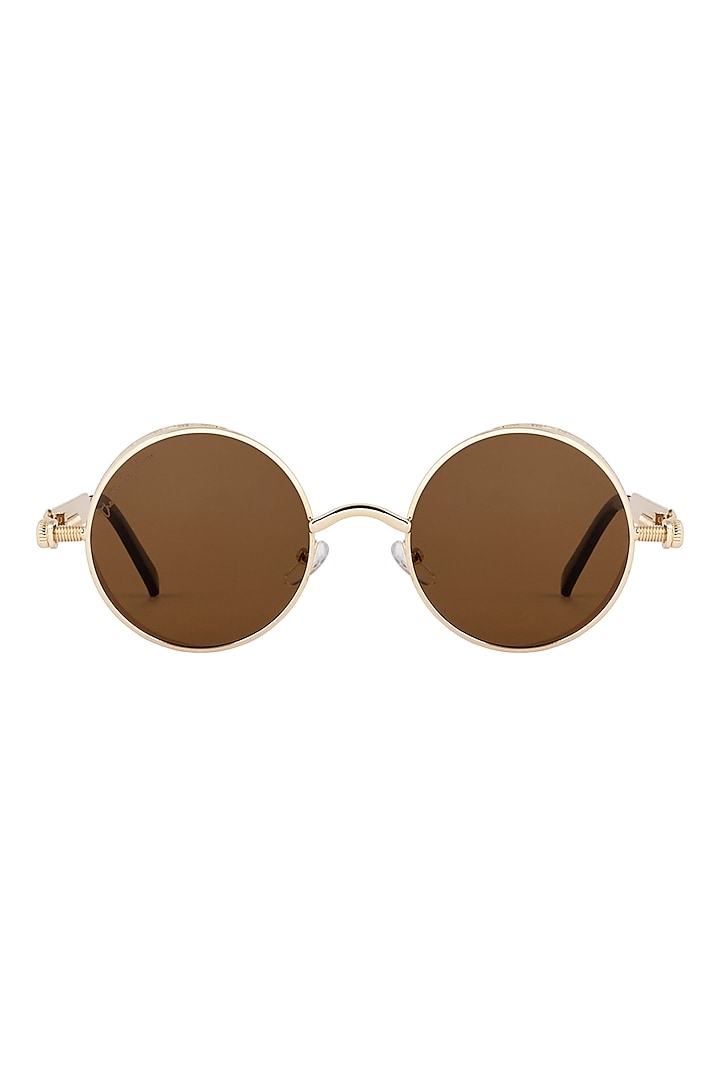 Brown Metal Sunglasses by The Tinted Story at Pernia's Pop Up Shop