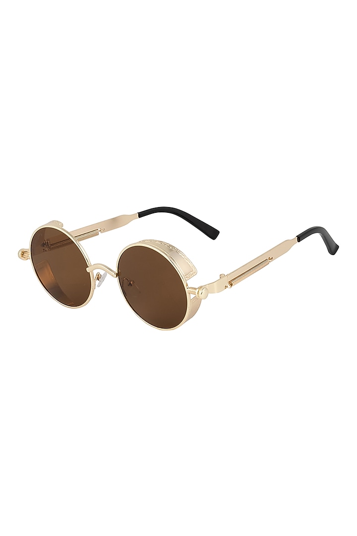 Brown Metal Sunglasses by The Tinted Story at Pernia's Pop Up Shop