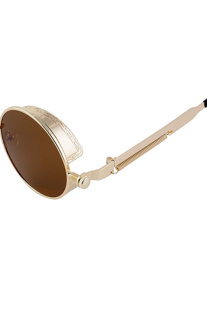 Brown Metal Sunglasses by The Tinted Story at Pernia's Pop Up Shop