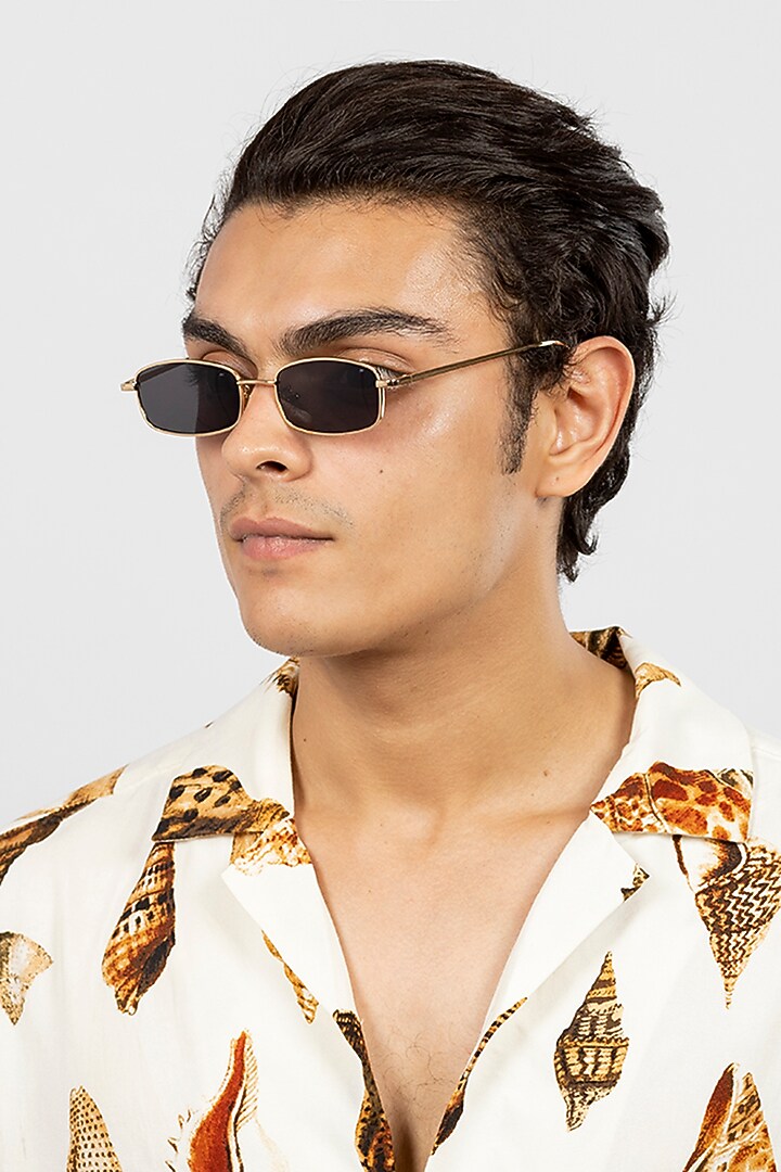 Golden Metal Sunglasses by The Tinted Story at Pernia's Pop Up Shop