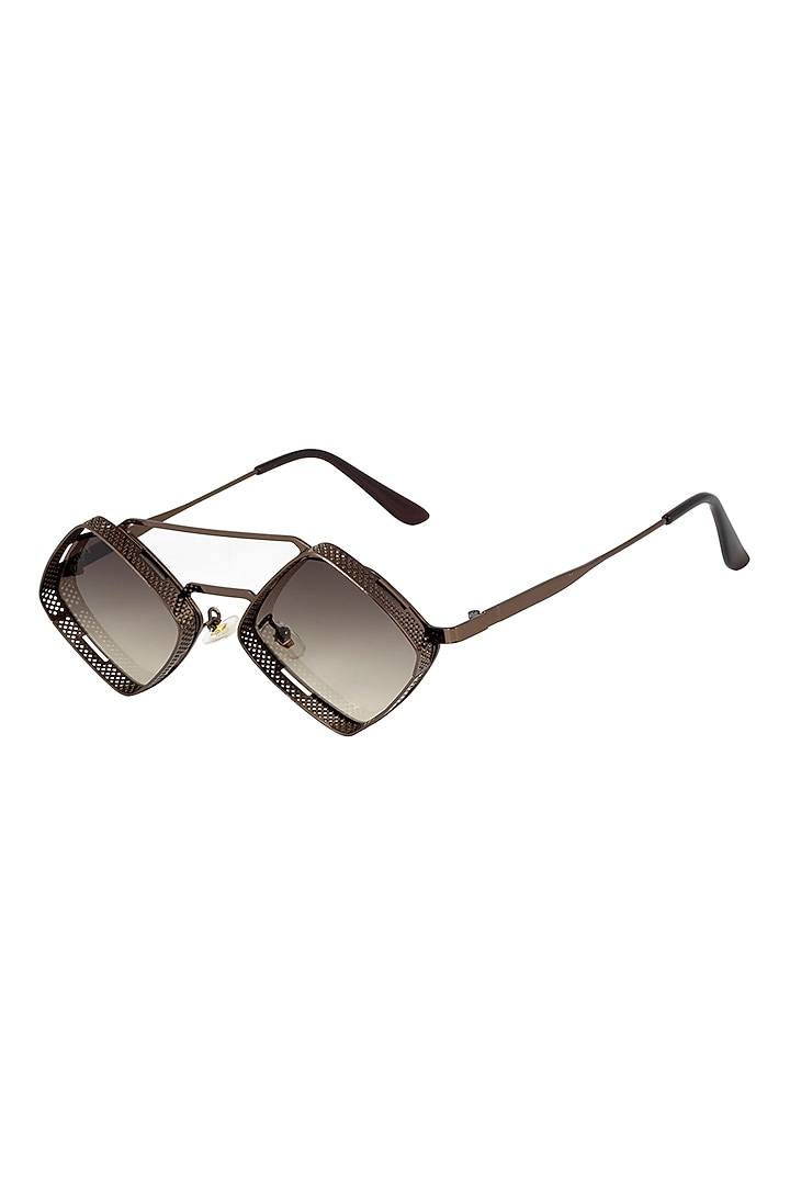Brown Metal Sunglasses by The Tinted Story at Pernia's Pop Up Shop