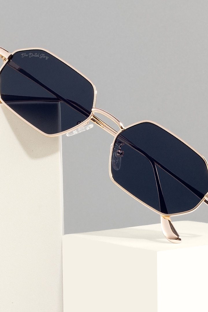 Gold Metal Sunglasses by The Tinted Story at Pernia's Pop Up Shop