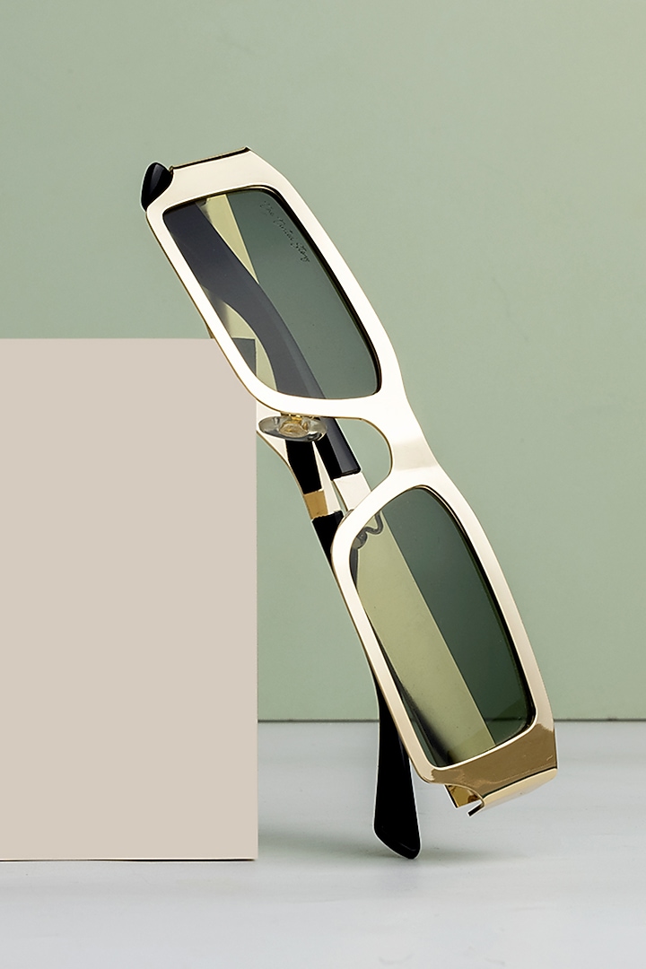Golden Metal Sunglasses by The Tinted Story at Pernia's Pop Up Shop