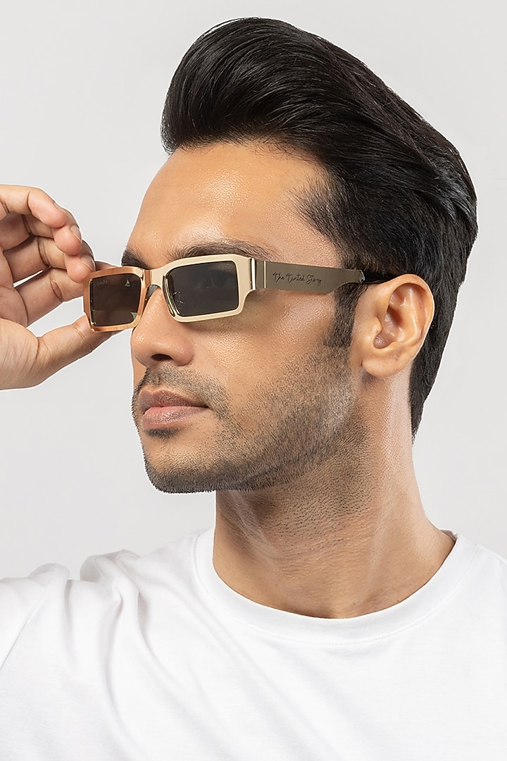 Golden Metal Sunglasses by The Tinted Story at Pernia's Pop Up Shop