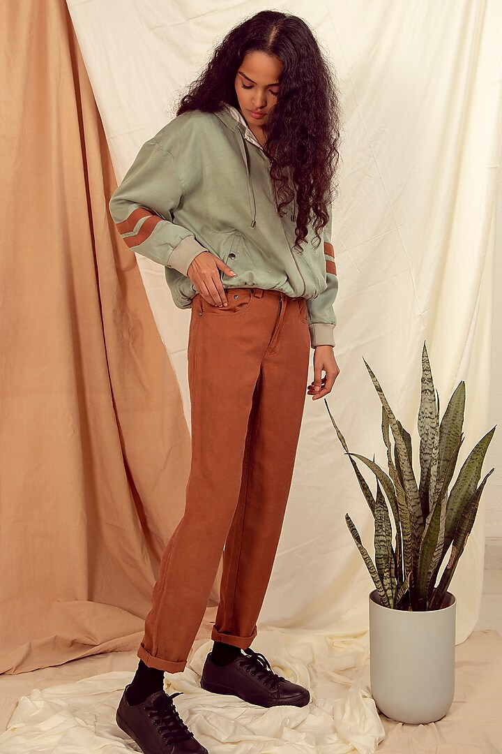 Copper Brown Straight-Legged Pants by The Terra Tribe
