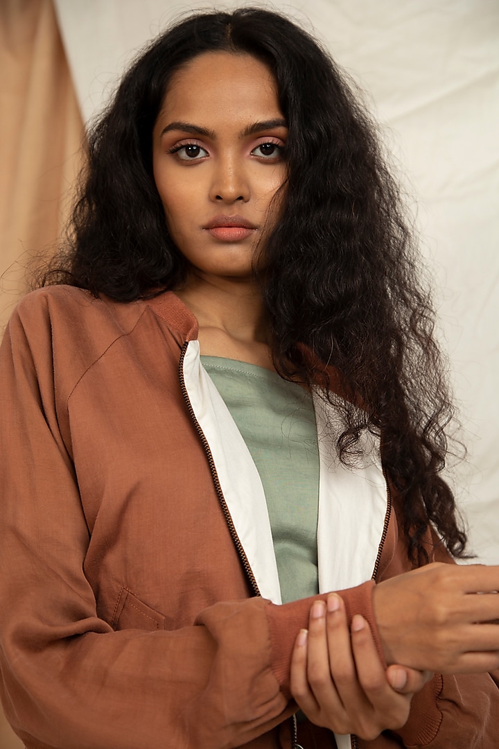 Copper Brown Bomber Jacket by The Terra Tribe