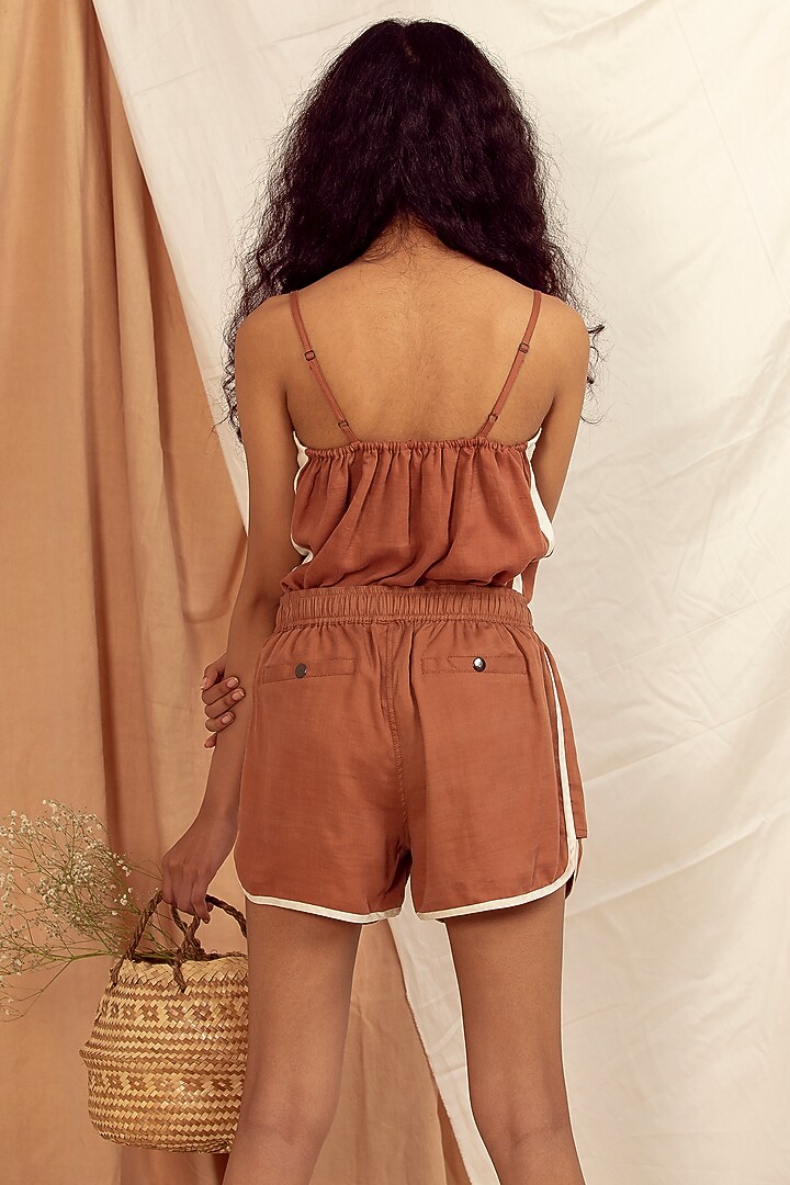 Copper Brown Tencel Satin Camisole by The Terra Tribe at Pernia's Pop Up Shop