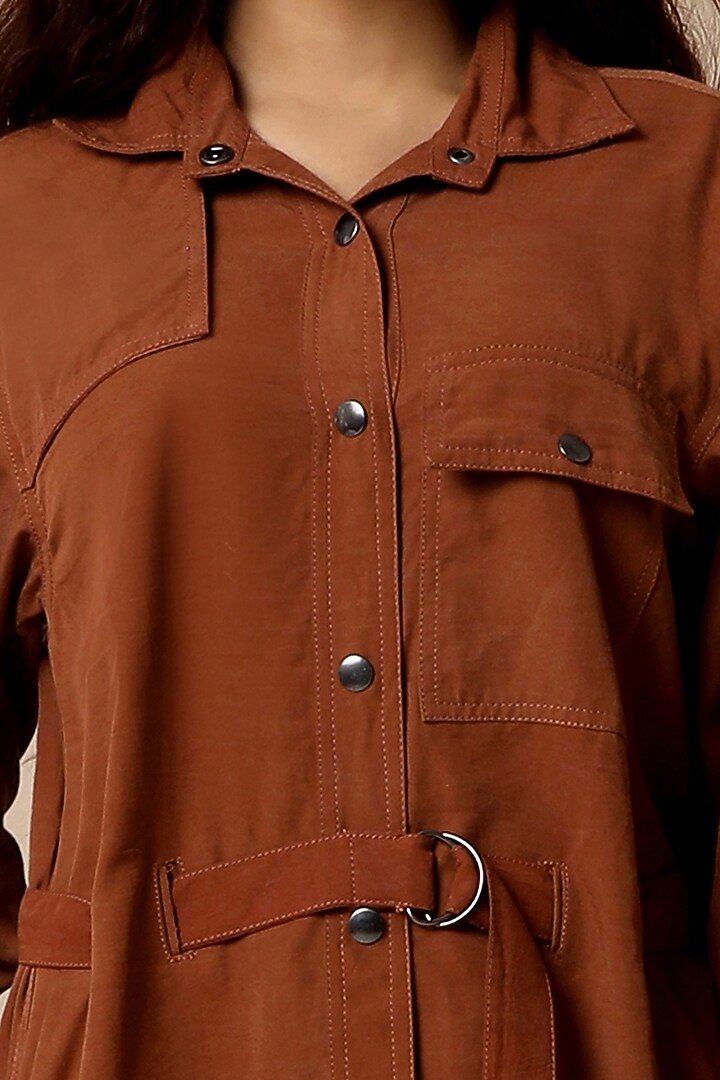 Copper Brown Summer Shirt Dress by The Terra Tribe at Pernia's Pop Up Shop