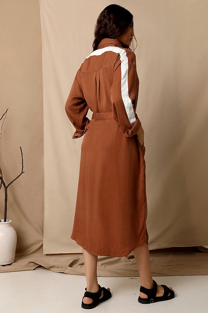 Copper Brown Shirt Summer Dress With Belt by The Terra Tribe at Pernia's Pop Up Shop