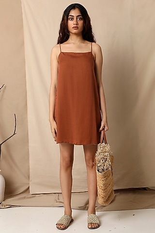 Copper Brown Slip Dress by The Terra Tribe