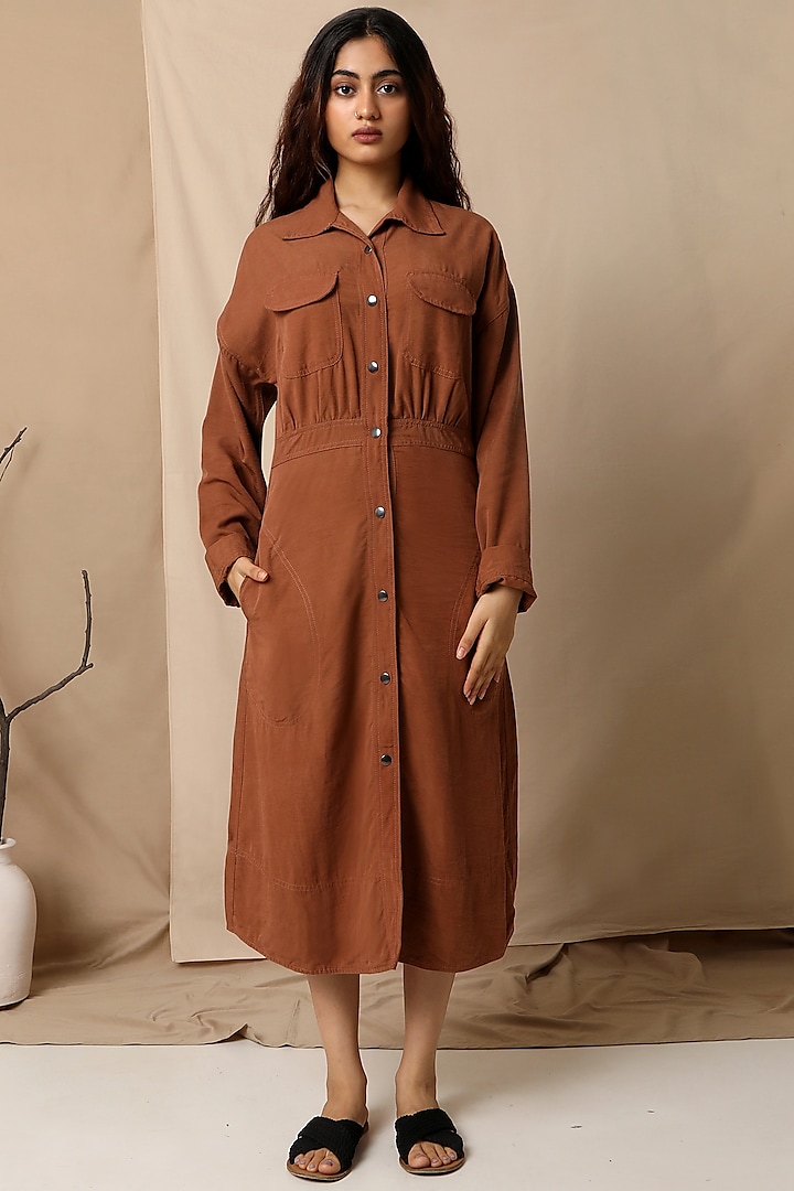 Copper Brown Oversized Dress by The Terra Tribe
