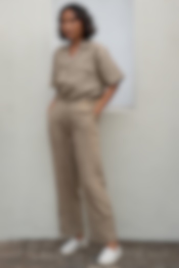 Khaki Cotton Shirt by The Terra Tribe at Pernia's Pop Up Shop