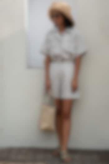 Off-White Cotton Shorts by The Terra Tribe at Pernia's Pop Up Shop