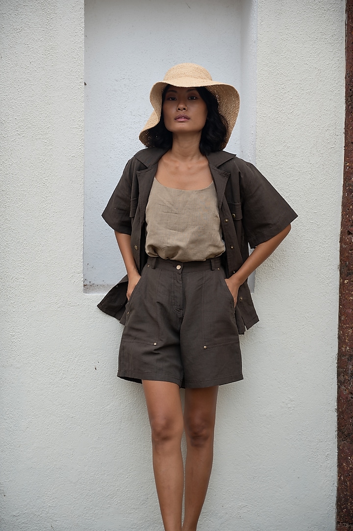 Grey Cotton Shorts by The Terra Tribe