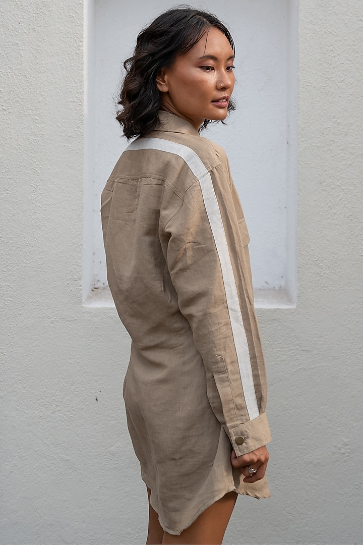 Khaki Cotton Overlap Summer Dress by The Terra Tribe at Pernia's Pop Up Shop