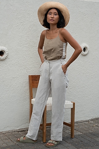 Off-White Handwoven Pants by The Terra Tribe