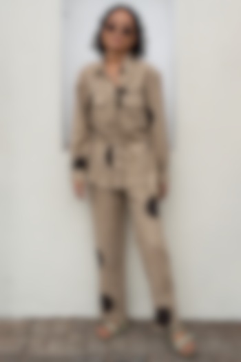 Khaki Printed Pants by The Terra Tribe at Pernia's Pop Up Shop