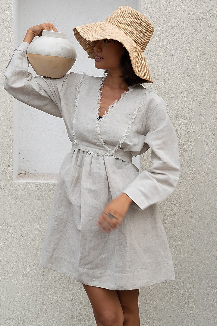 Off-White Organic Cotton Summer Dress by The Terra Tribe at Pernia's Pop Up Shop