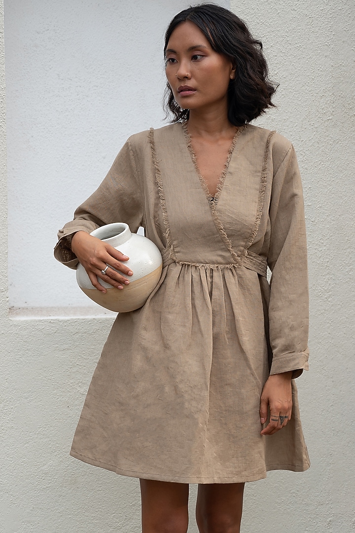 Khaki Organic Cotton Summer Dress by The Terra Tribe at Pernia's Pop Up Shop