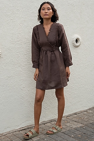 Deep Brown Cotton Dress by The Terra Tribe