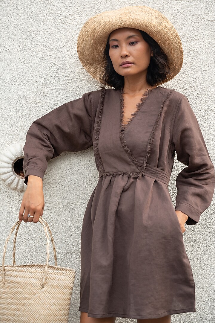Deep Brown Cotton Summer Dress by The Terra Tribe at Pernia's Pop Up Shop