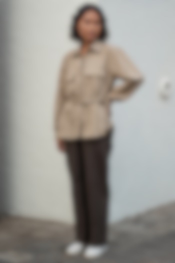 Khaki Organic Cotton Shirt by The Terra Tribe at Pernia's Pop Up Shop