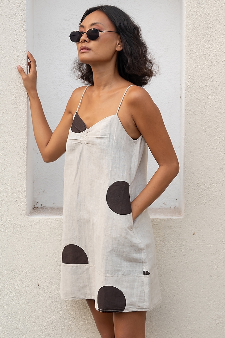 Off-White Printed Slip Dress by The Terra Tribe