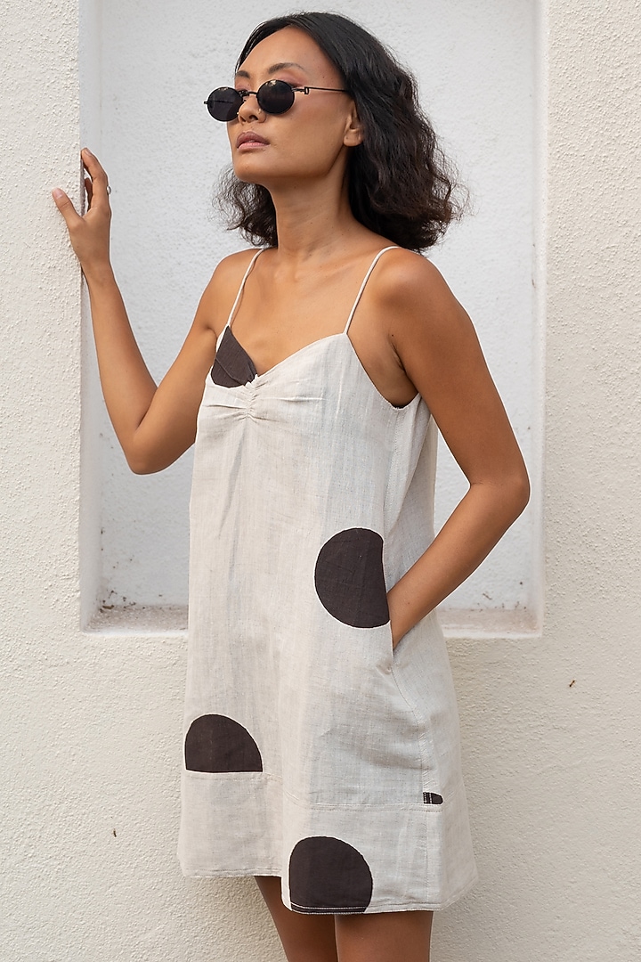 Off-White Printed Slip Summer Dress by The Terra Tribe at Pernia's Pop Up Shop