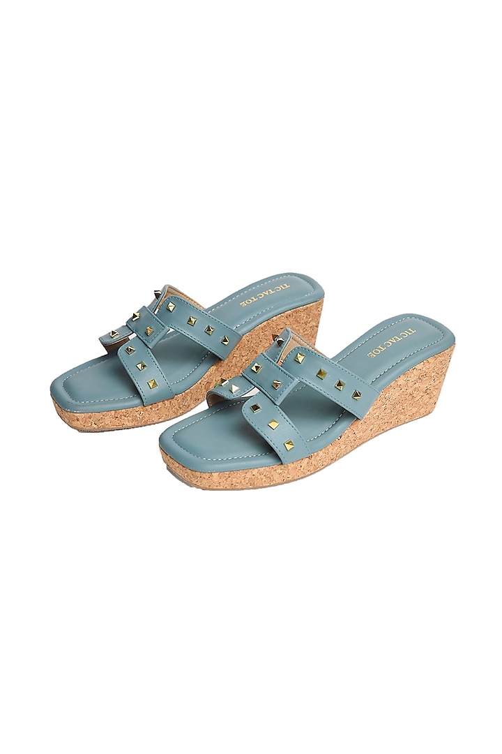 Teal Vegan Leather Wedges by Tic Tac Toe