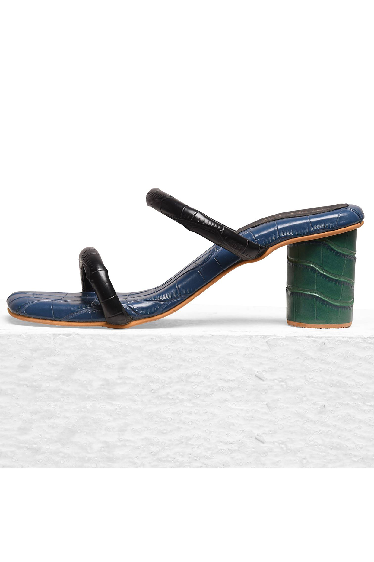 Black Embroidered Block Heels by Tic Tac Toe at Pernia's Pop Up Shop