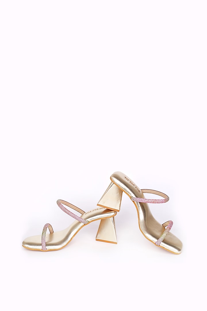 Gold Vegan Leather Heels by Tic Tac Toe
