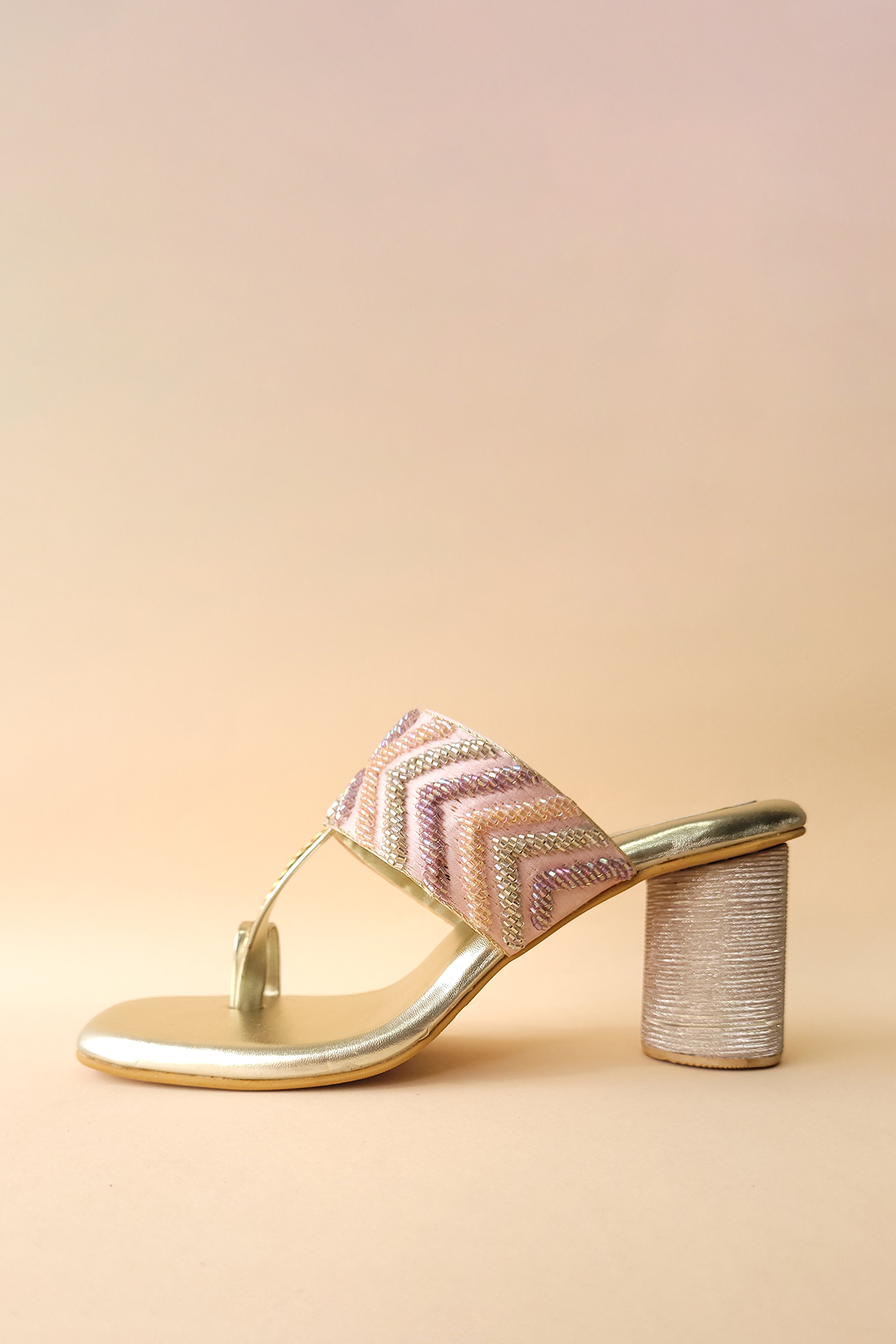 Gold Vegan Leather Heels by Tic Tac Toe at Pernia's Pop Up Shop
