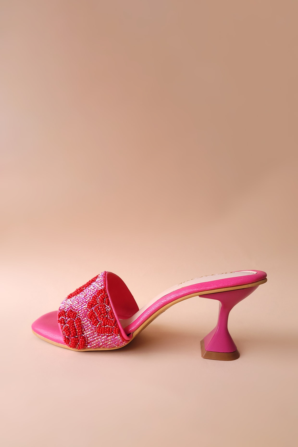 Pink Embellished Block Heels Design by Tic Tac Toe at Pernia s Pop